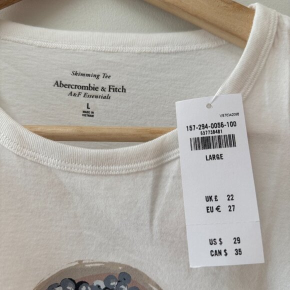 Abercrombie and Fitch | A&F Essentials Cropped Blueberry Tee - Size L NWT - Picture 3 of 8